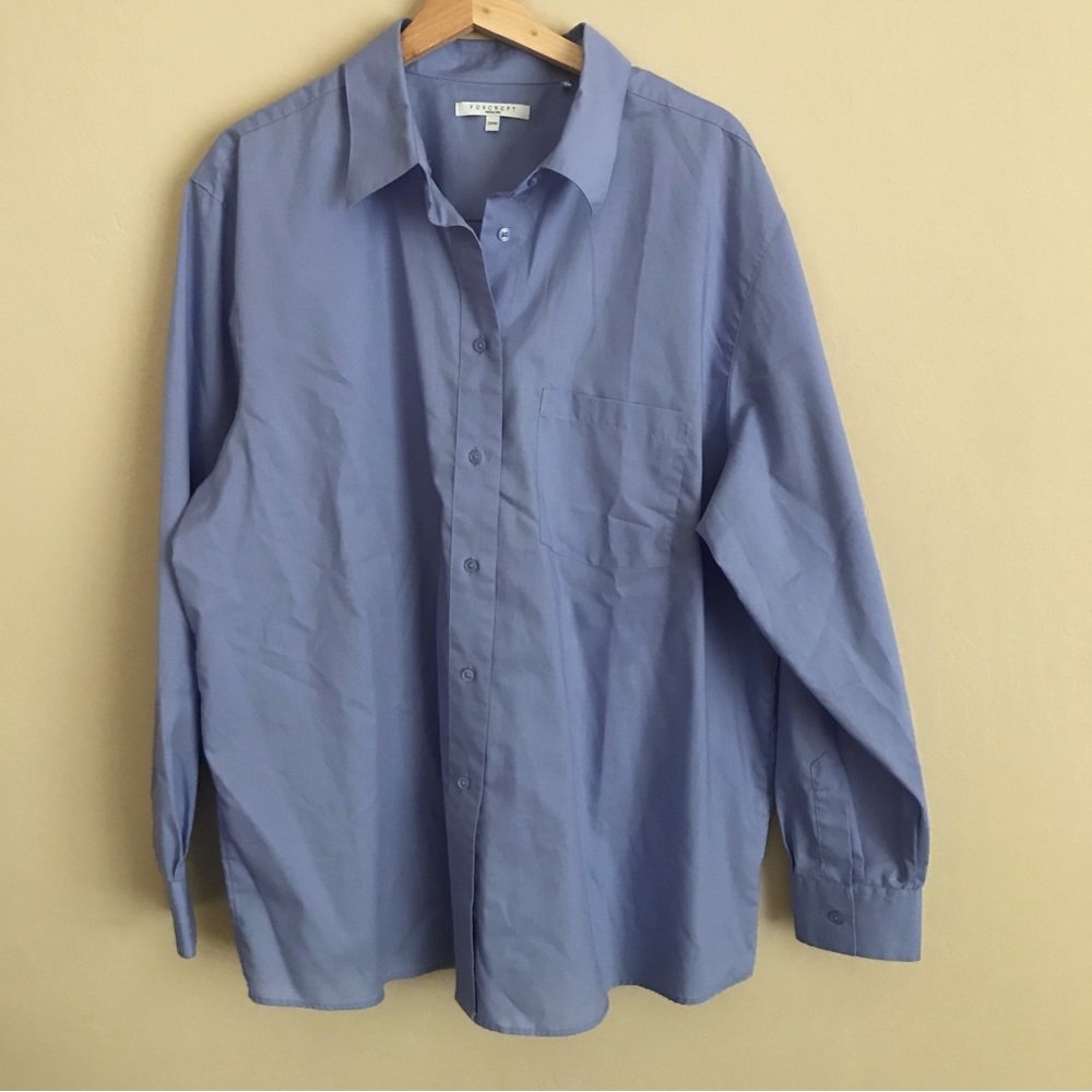 Foxcroft blue wrinkle free long sleeve button down shirt